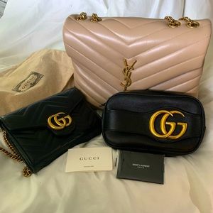 Authentic designer Bundle Lou Lou med YSL bag, Gucci Maltese,Gucci wrist clutch